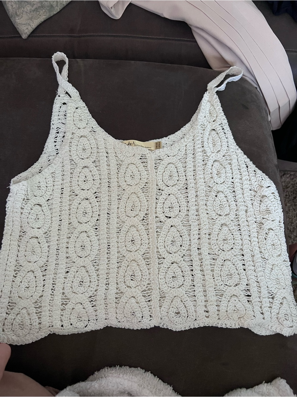 Cyn by Cynthia mehra Crochet Tank Top - White
